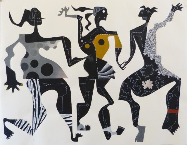 “Three Muses”, Collage and Acrylic on Paper “Three Muses”, Collage and Acrylic on Paper