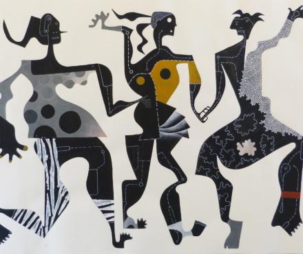 “Three Muses”, Collage and Acrylic on Paper “Three Muses”, Collage and Acrylic on Paper